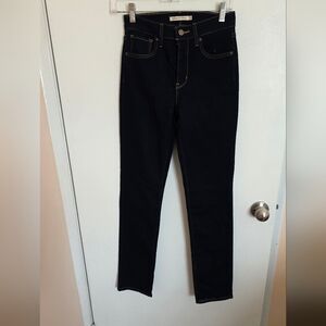 Levis Jeans 25Wx32L Dark Blue Denim Jeans 724 High Rise Straight Academia Y2K